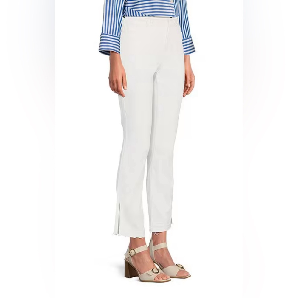 NWT 7 for All Mankind White Slit Split Hem Denim Flare Jeans Stretch Denim 28 ❤️
